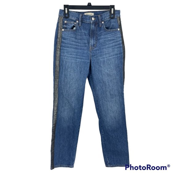 Madewell Jeans Blue Perfect Vintage Metallic Tuxedo Stripe Edition Denim Size 27 - Picture 2 of 8